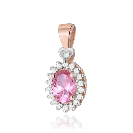 Przejdź do produktu Zawieszka z różowego złota 585 z różowym topazem i diamentami 0,095ct The Diamonds