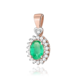Zawieszka z różowego złota 585 z szmaragdem i diamentami 0,095ct The Diamonds