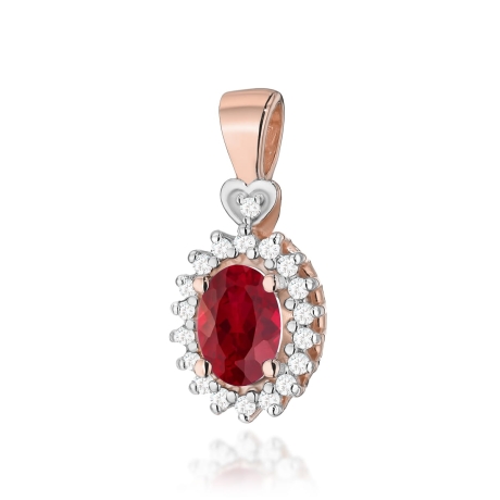 Przejdź do produktu Zawieszka z różowego złota 585 z rubinem i diamentami 0,095ct The Diamonds