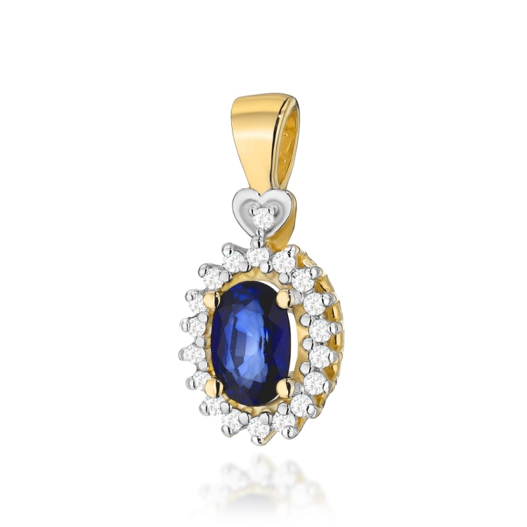 Zawieszka z żółtego złota 585 z szafirem i diamentami 0,095ct The Diamonds
