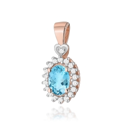 Zawieszka z różowego złota 585 z topazem i diamentami 0,095ct The Diamonds