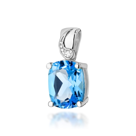 Przejdź do produktu Zawieszka z białego złota 585 z topazem i diamentem 0,005ct The Diamonds