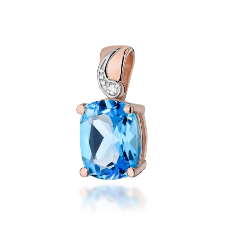 Przejdź do produktu Zawieszka z różowego złota 585 z topazem i diamentem 0,005ct The Diamonds 