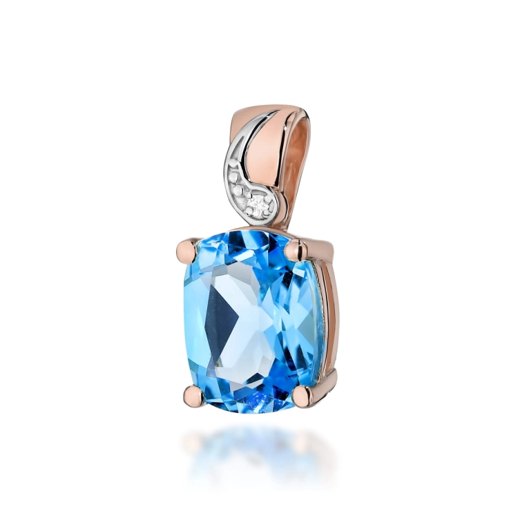 Zawieszka z różowego złota 585 z topazem i diamentem 0,005ct The Diamonds