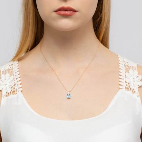 Przejdź do produktu Zawieszka z różowego złota 585 z topazem i diamentem 0,005ct The Diamonds 