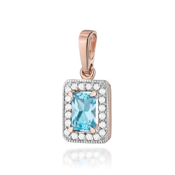 Zawieszka z różowego złota 585 z topazem i diamentami 0,10ct The Diamonds