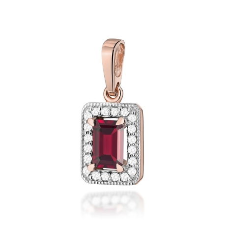 Przejdź do produktu Zawieszka z różowego złota 585 z granatem i diamentami 0,10ct The Diamonds