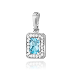 Zawieszka z białego złota 585 z topazem i diamentami 0,10ct The Diamonds