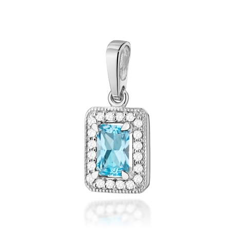 Przejdź do produktu Zawieszka z białego złota 585 z topazem i diamentami 0,10ct The Diamonds 