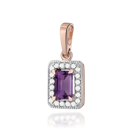 Przejdź do produktu Zawieszka z różowego złota 585 z ametystem i diamentami 0,10ct The Diamonds