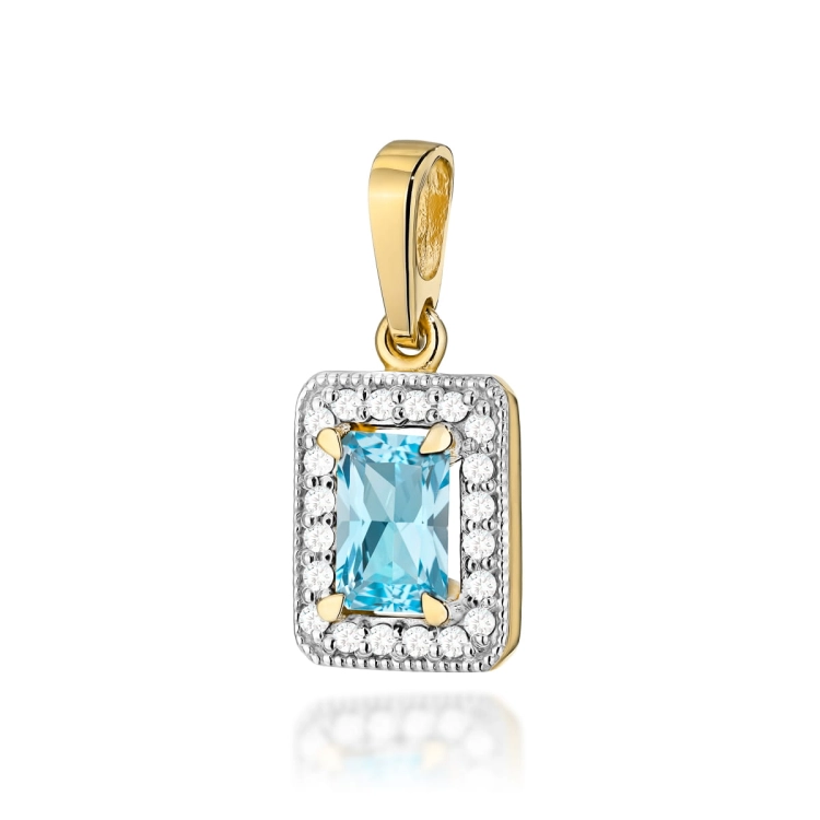 Zawieszka z żółtego złota 585 z topazem i diamentami 0,10ct The Diamonds