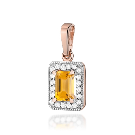 Przejdź do produktu Zawieszka z różowego złota 585 z cytrynem i diamentami 0,10ct The Diamonds