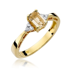 Pierścionek zaręczynowy z żółtego złota z cytrynem i diamentami 0,03ct Fire Of Love