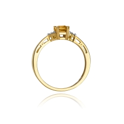 Pierścionek zaręczynowy z żółtego złota z cytrynem i diamentami 0,03ct Fire Of Love