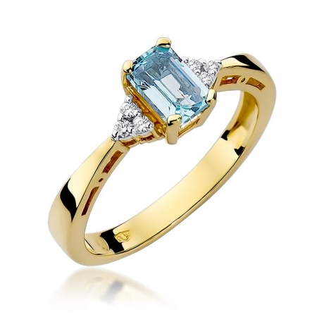 Przejdź do produktu Pierścionek zaręczynowy z żółtego złota z topazem i diamentami 0,03ct Fire Of Love