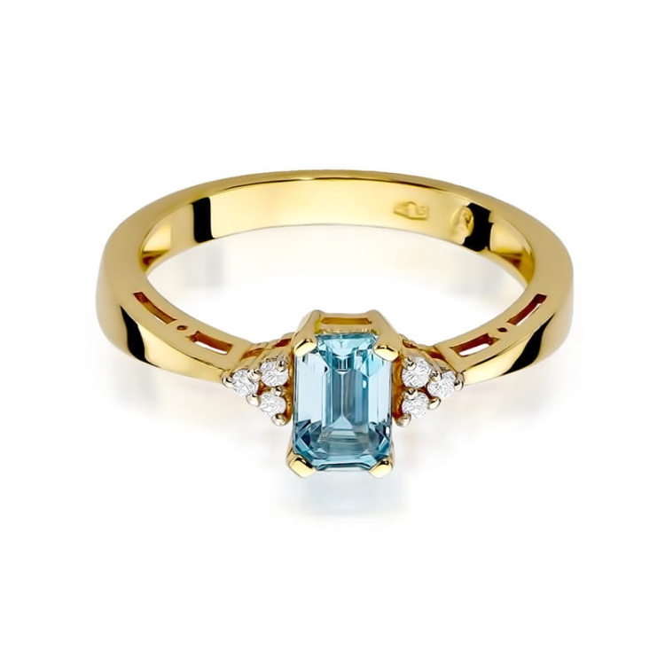 Pierścionek zaręczynowy z żółtego złota z topazem i diamentami 0,03ct Fire Of Love
