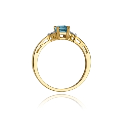 Pierścionek zaręczynowy z żółtego złota z topazem i diamentami 0,03ct Fire Of Love