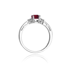 Pierścionek zaręczynowy z białego złota z rubinem i diamentami 0,03ct Fire Of Love
