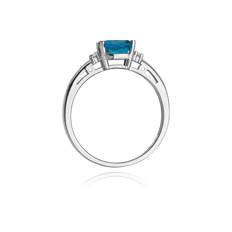 Pierścionek zaręczynowy z białego złota z topazem i diamentami 0,03ct Fire Of Love