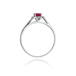 Pierścionek zaręczynowy z białego złota z rubinem i diamentami 0,05ct Fire Of Love