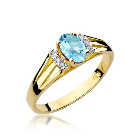 Przejdź do produktu Pierścionek zaręczynowy z żółtego złota z topazem i diamentami 0,05ct Fire Of Love