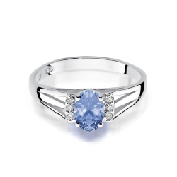 Pierścionek zaręczynowy z białego złota z tanzanitem i diamentami 0,05ct Fire Of Love