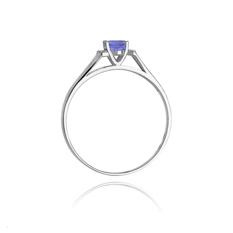 Pierścionek zaręczynowy z białego złota z tanzanitem i diamentami 0,05ct Fire Of Love