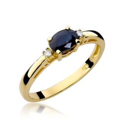 Pierścionek zaręczynowy z żółtego złota z szafirem i diamentami 0,03ct Fire Of Love