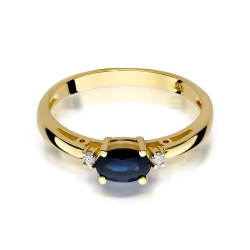Pierścionek zaręczynowy z żółtego złota z szafirem i diamentami 0,03ct Fire Of Love