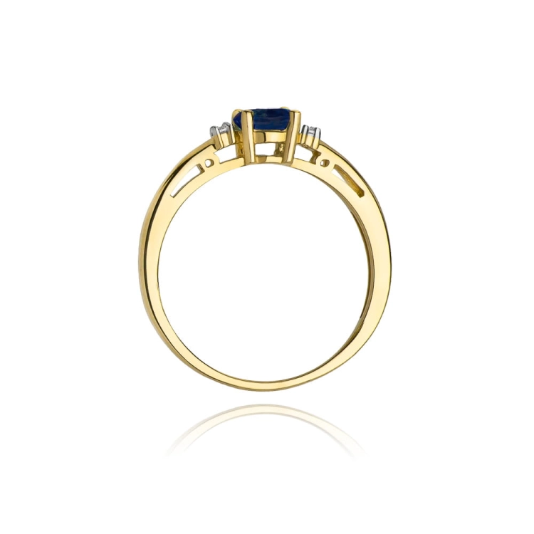 Pierścionek zaręczynowy z żółtego złota z szafirem i diamentami 0,03ct Fire Of Love