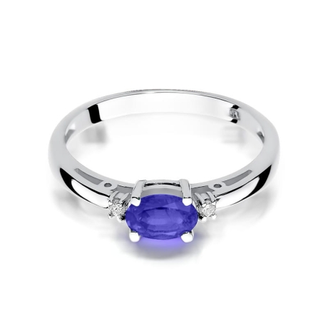 Przejdź do produktu Pierścionek zaręczynowy z białego złota z tanzanitem i diamentami 0,03ct Fire Of Love
