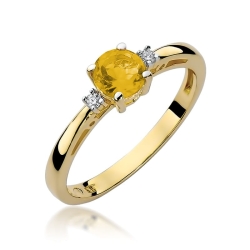 Pierścionek zaręczynowy z żółtego złota z cytrynem i diamentami 0,03ct Fire Of Love