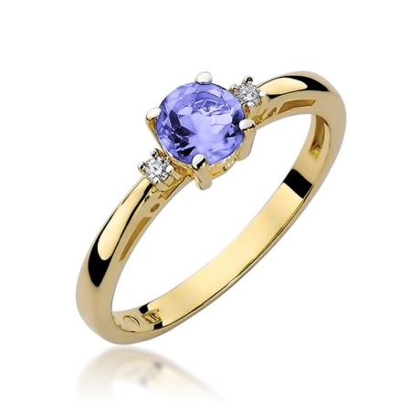 Przejdź do produktu Pierścionek zaręczynowy z żółtego złota z tanzanitem i diamentami 0,03ct Fire Of Love
