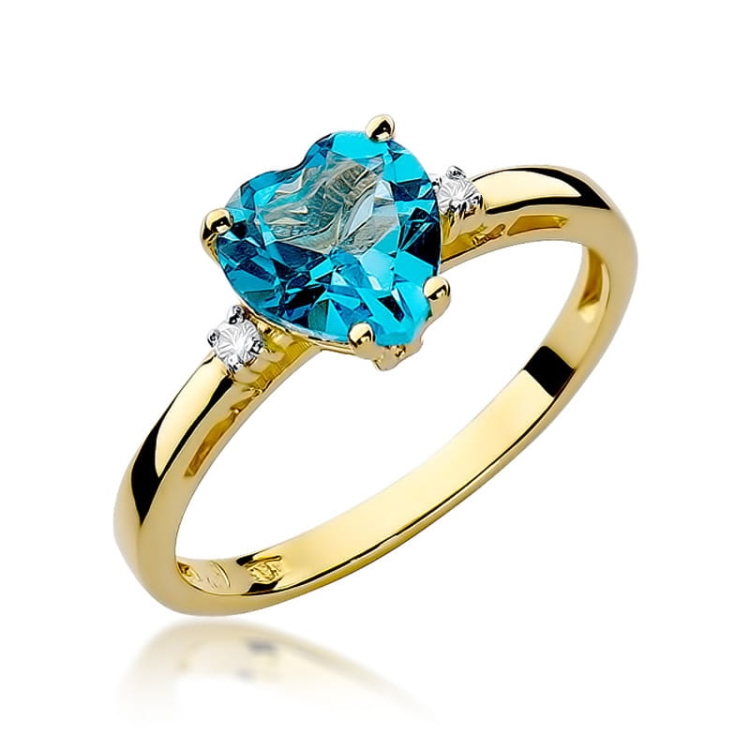 Pierścionek zaręczynowy z żółtego złota z topazem i diamentami 0,03ct Fire Of Love