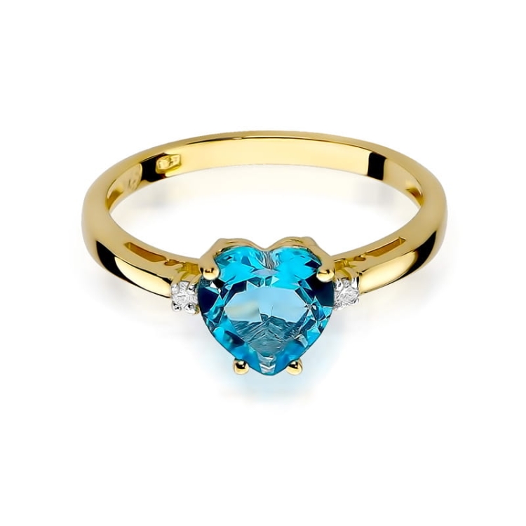 Pierścionek zaręczynowy z żółtego złota z topazem i diamentami 0,03ct Fire Of Love