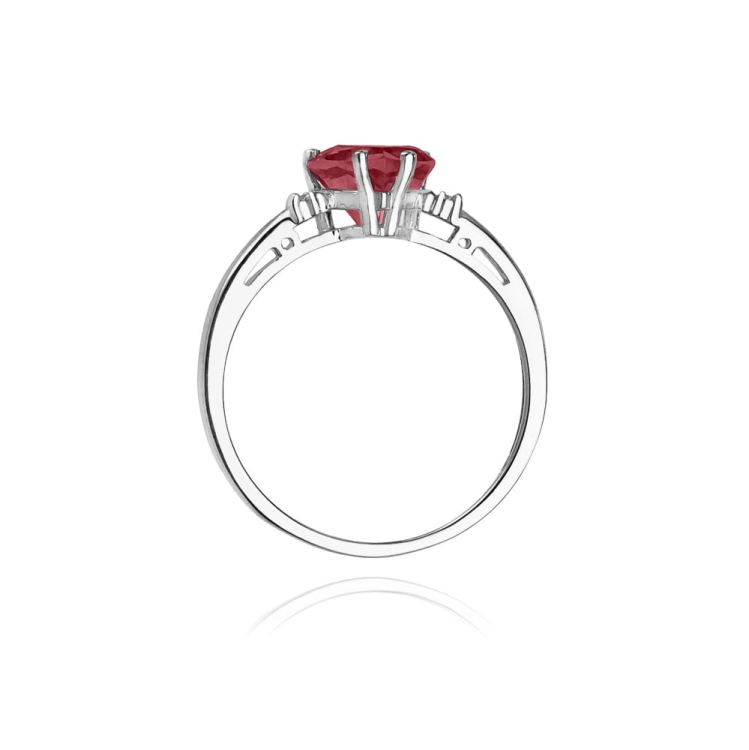 Pierścionek zaręczynowy z białego złota z rubinem i diamentami 0,03ct Fire Of Love