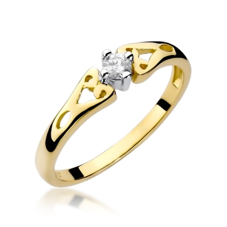 Przejdź do produktu Pierścionek zaręczynowy z żółtego złota z diamentem 0,10ct Fire Of Love 