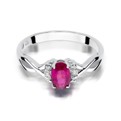Pierścionek zaręczynowy z białego złota z rubinem i brylantami 0,05ct Fire Of Love