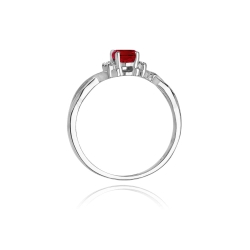 Pierścionek zaręczynowy z białego złota z rubinem i brylantami 0,05ct Fire Of Love
