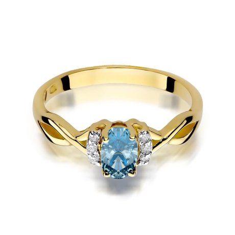 Przejdź do produktu Pierścionek zaręczynowy z żółtego złota z topazem i diamentami 0,06ct Fire Of Love