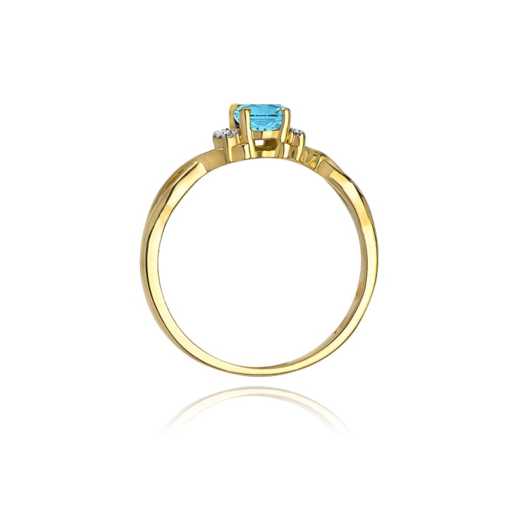 Pierścionek zaręczynowy z żółtego złota z topazem i diamentami 0,06ct Fire Of Love