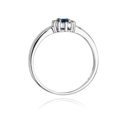 Pierścionek zaręczynowy z białego złota z szafirem i diamentami 0,10ct Fire Of Love