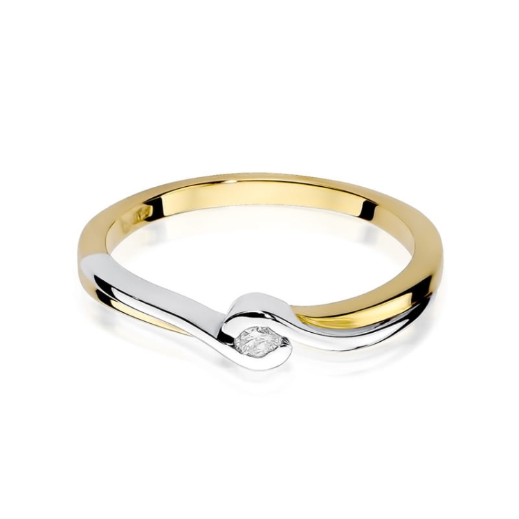 Pierścionek zaręczynowy z żółtego złota z diamentem 0,05ct Fire Of Love