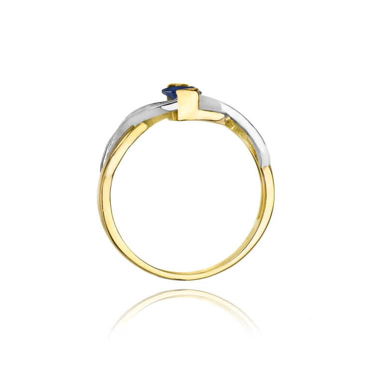 Pierścionek zaręczynowy z żółtego złota z szafirem i diamentami 0,05ct Fire Of Love
