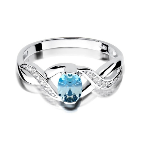 Przejdź do produktu Pierścionek zaręczynowy z białego złota z topazem i diamentami 0,05ct Fire Of Love
