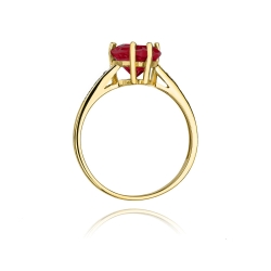 Pierścionek zaręczynowy z żółtego złota z rubinem i brylantami 0,04ct Fire Of Love
