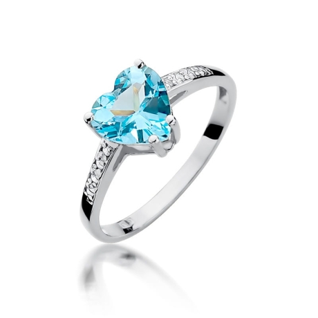 Przejdź do produktu Pierścionek zaręczynowy z białego złota z topazem i diamentami 0,04ct Fire Of Love