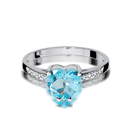Przejdź do produktu Pierścionek zaręczynowy z białego złota z topazem i diamentami 0,04ct Fire Of Love