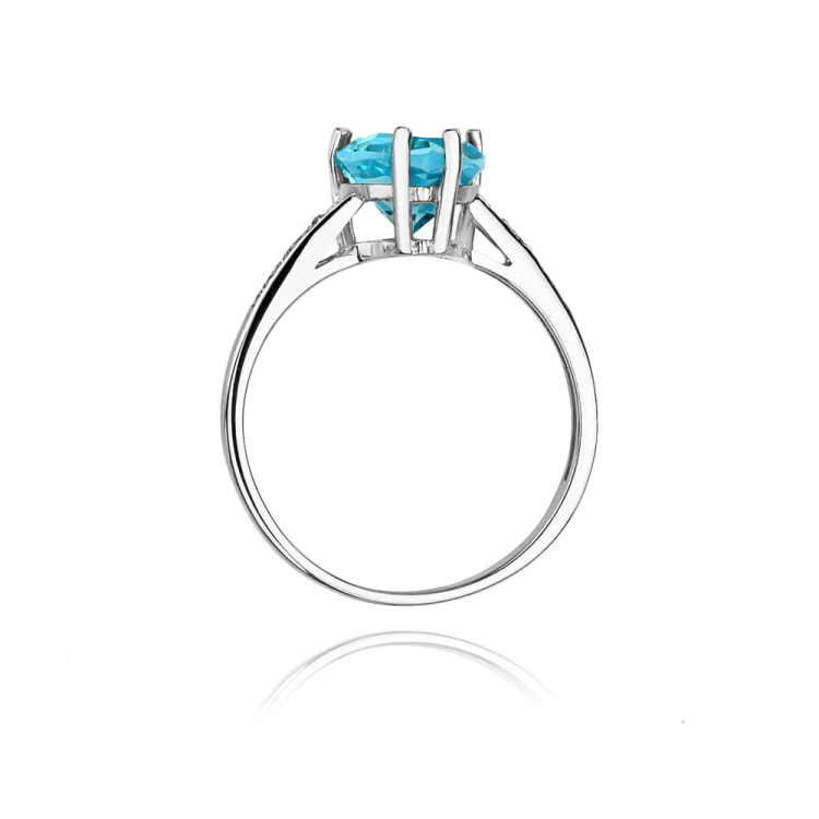 Pierścionek zaręczynowy z białego złota z topazem i diamentami 0,04ct Fire Of Love