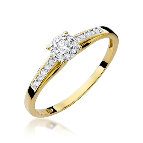 Przejdź do produktu Pierścionek zaręczynowy z żółtego złota z diamentami 0,13ct Fire Of Love